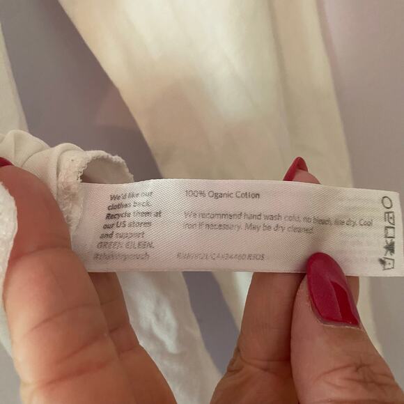 Eileen Fisher Women's size Large Petite White 100% Cotton Button Down Blouse - Picture 10 of 10